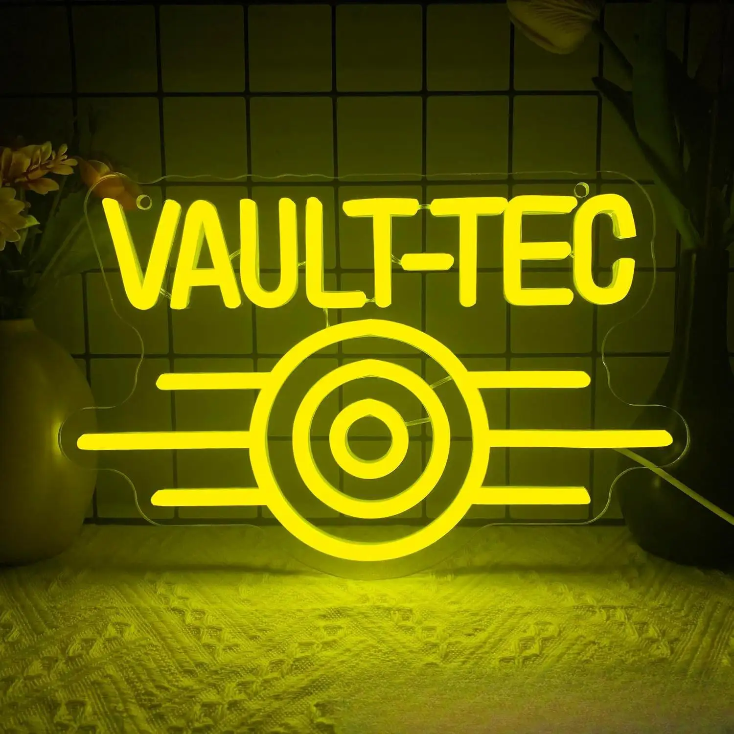 

Неоновая вывеска Vault-Tec: светодиодные неоновые светильники с USB-питанием и регулировкой яркости для игровой комнаты, мужской комнаты, спальни, декора, подарков для фанатов, настенный светильник