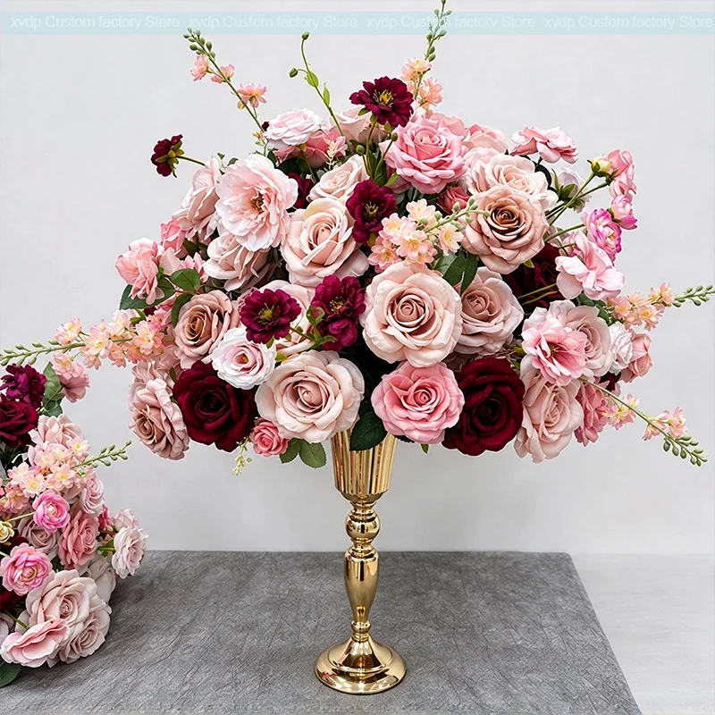 Künstliche rosa-weiße Rosen, Tischdekoration für Hochzeiten, Blumenkugel, Blumenarrangement, Blumen-Hintergrund für Hochzeiten, Party- und Empfangsdekoration. – Detail 5