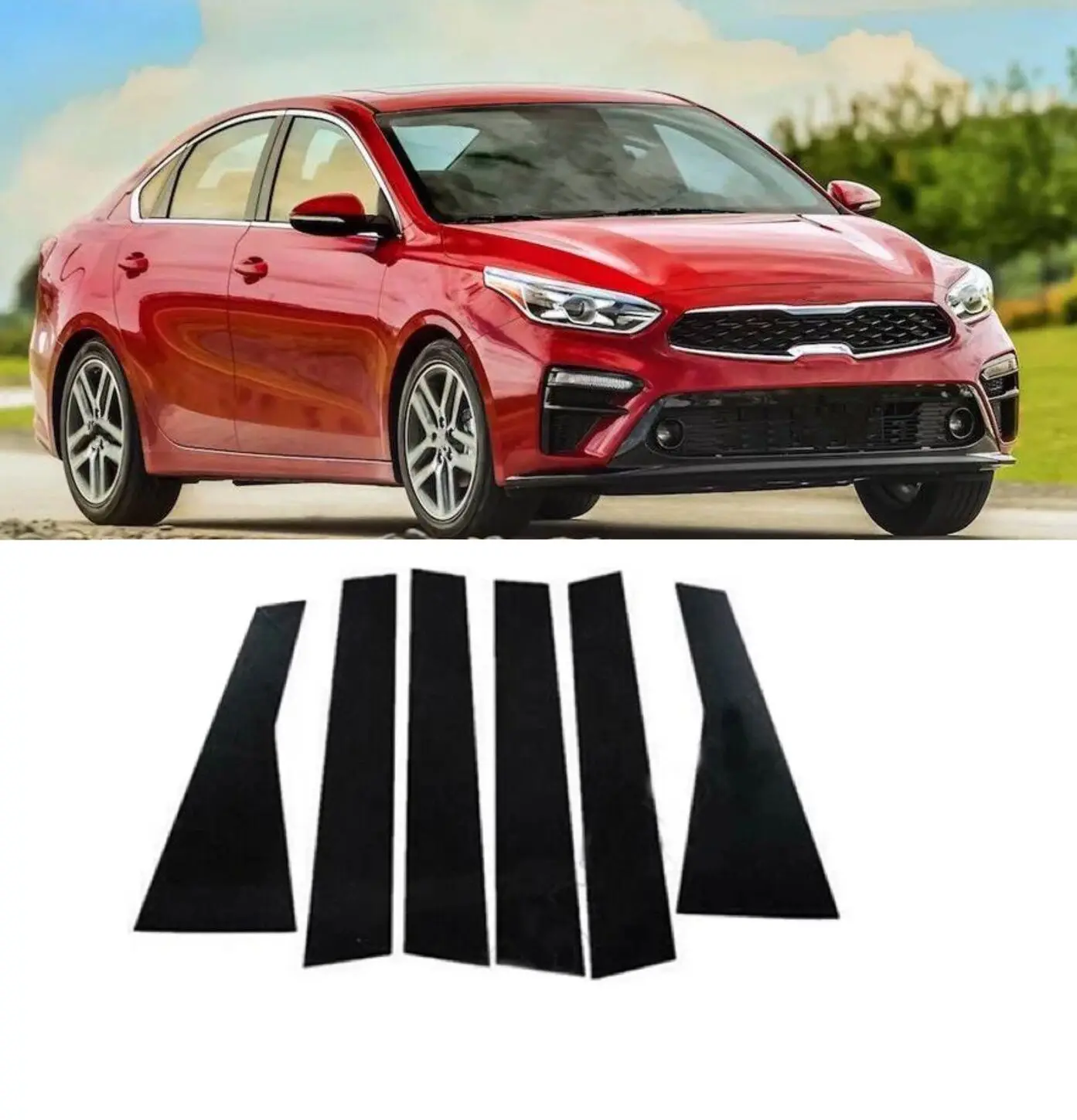 

6PCS Glossy Black Pillar Posts For Kia Forte Sedan Hatcback Cerato K3 2019 2020-2023 Door Window Trim Molding Cover Stickers