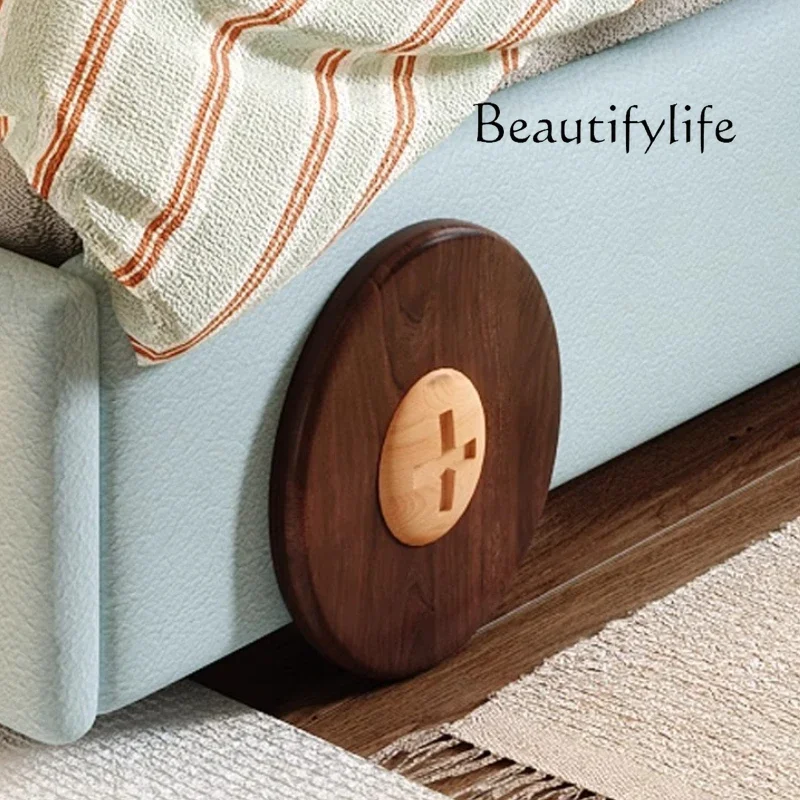 Tempat Tidur Anak Bentuk Mobil Sederhana dengan Rel Pengaman Kayu, Gaya Modern, Desain Balita, Tempat Tidur Single, Camas Infantiles, Furnitur Rumah