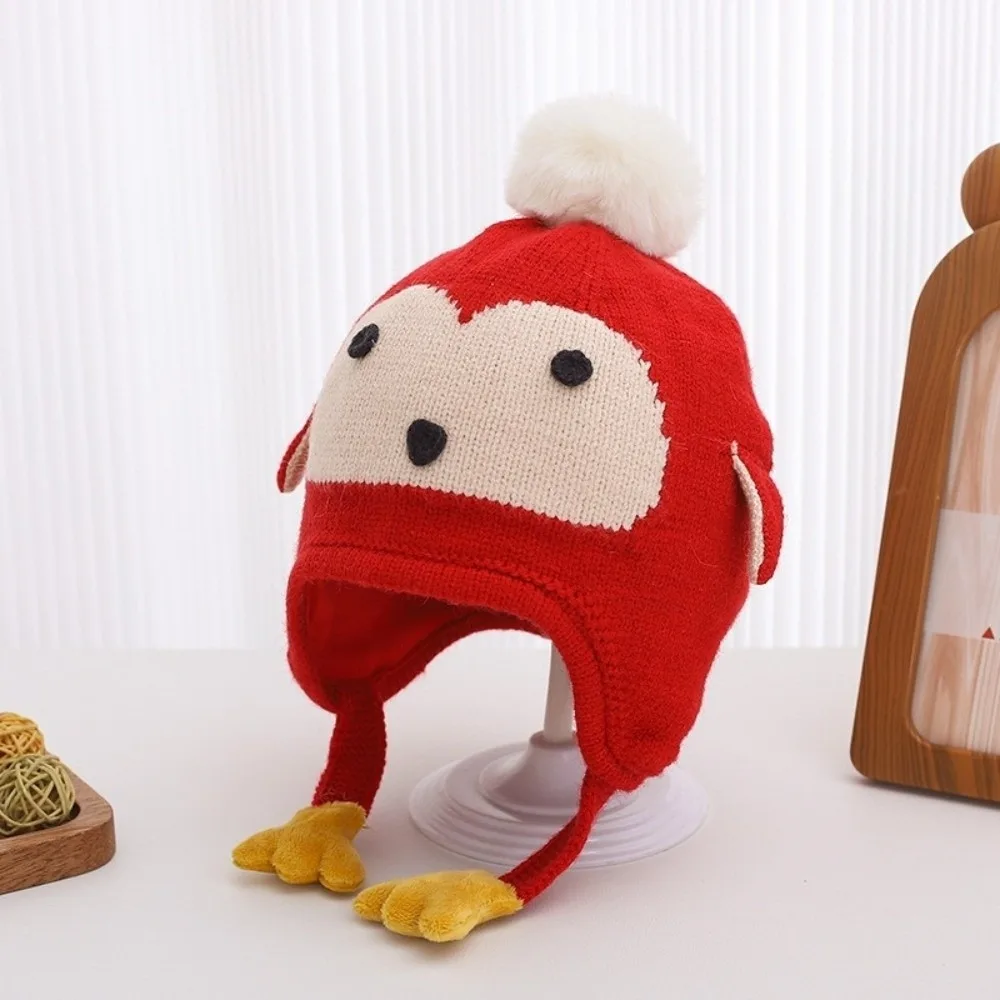 

New Pompom Pullover Cap Warm Coldproof Ear Protection Hat Windproof Plush Infant Knitted Cap Autumn and Winter