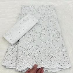 5+2Yards White Cotton African Swiss Voile Lace Fabric 2024 High Quality Nigerian Autriche Brode Lace Fabric For Dress PYC2417