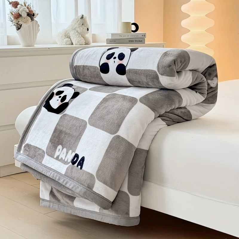 1pc Abstract Panda Printed Blanket, Maternal and Child Standard, Baby Room Game Blanket, Essential for Parent Child Families