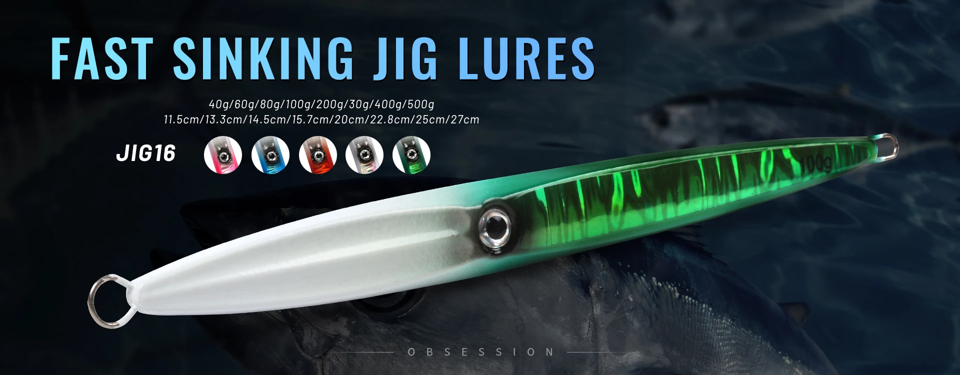 OBSESSION J81 160g 200g 300g 400g 3D Druck Laser S Form Jigbait Boot Angeln Jigging locken Metall Meer Angeln Pesca Jig Lockt – Detail 2