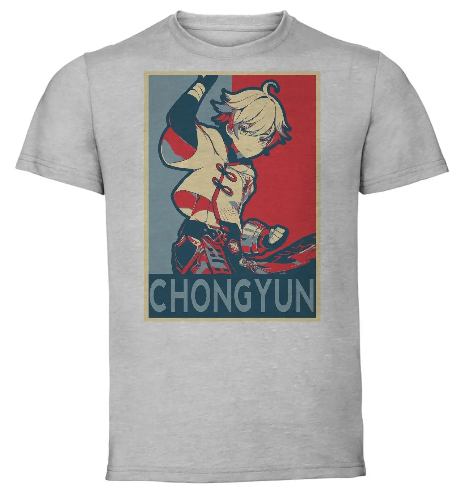 Gray T-Shirt - Grey Knit - Genshin Impact Propaganda - Chongyun-