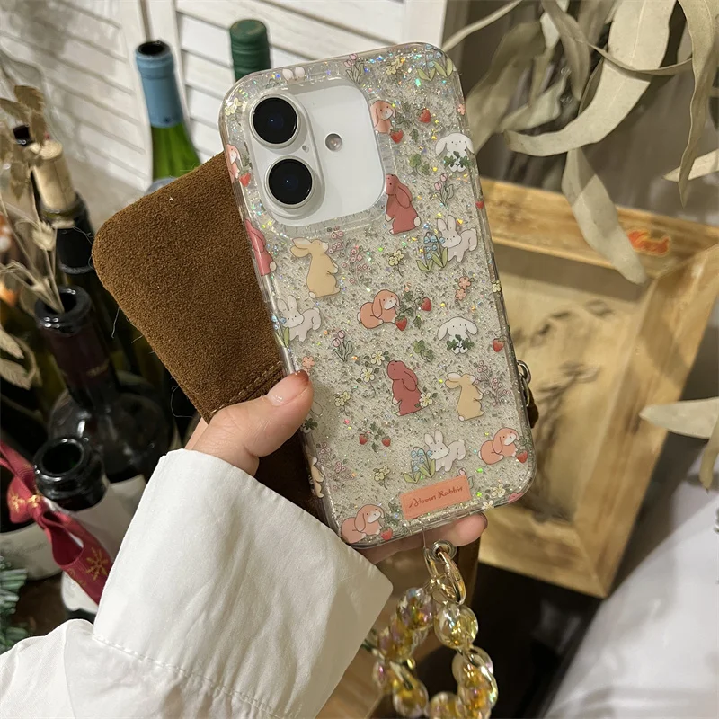 مسحوق ساطع IND | ساطع مسحوق زهرة الأرنب | هدية لصديقتك بسلسلة القوس | مناسبة آيفون 11 12 13 14 15 16 17 برو ماكس #2