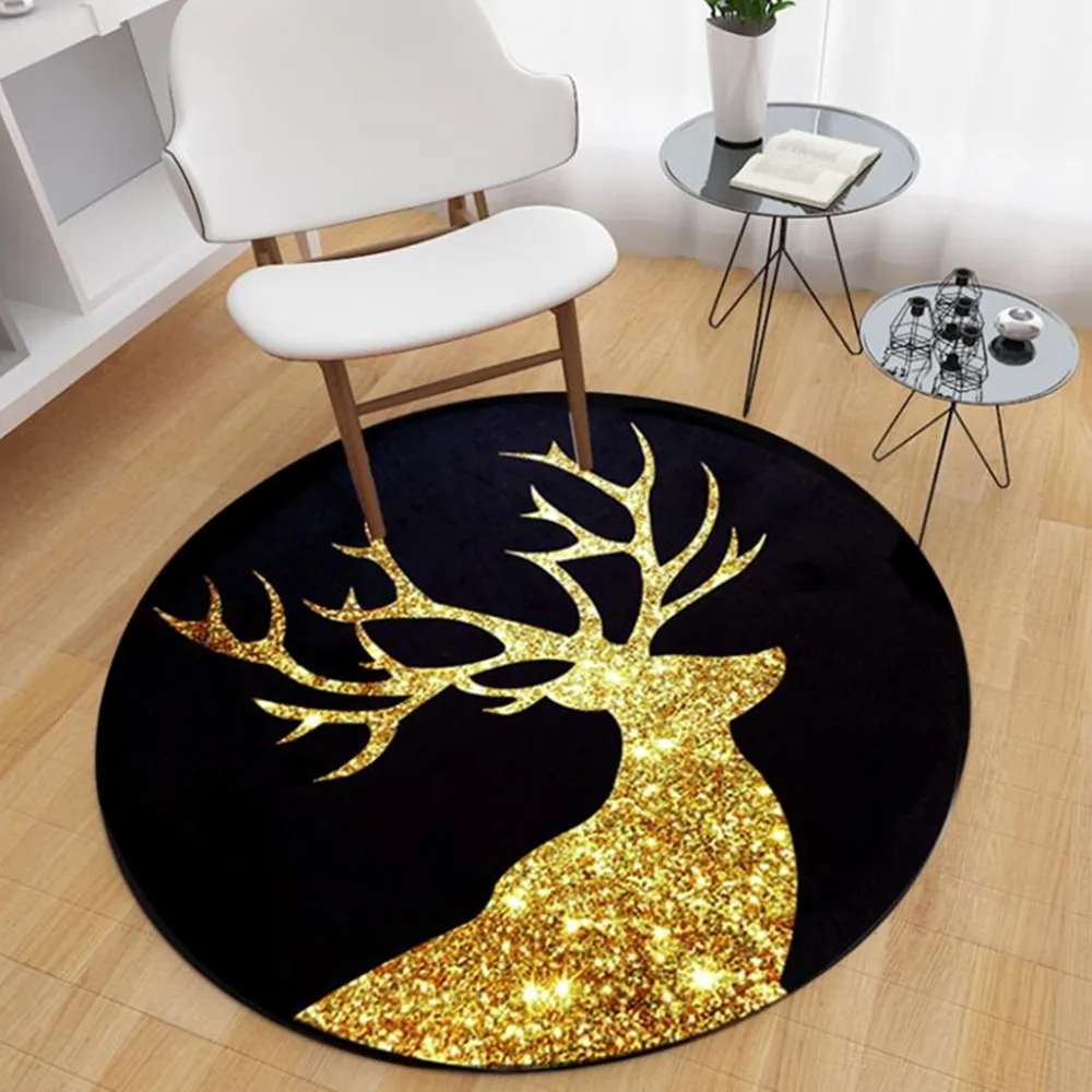 INS Nordic Round Carpet Rug Door Mat for Living Room Area Rug Carpet Bedroom Anti-Slip Floor XMAS Elk Mat Tapete Home Textile