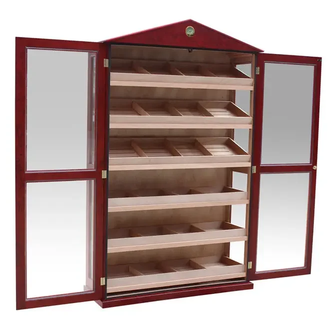 Custom Large Double Glass Door Electrical Led Cigar Humidors For Sale Used Display Humidor Cabinet