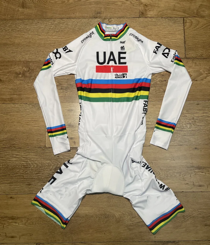 LASER CUT 2024 UAE TEAM WORLD CHAMPION Skinsuit Bodysuit LONG Cycling Jersey Bike Bicycle Clothing Maillot Ropa Ciclismo