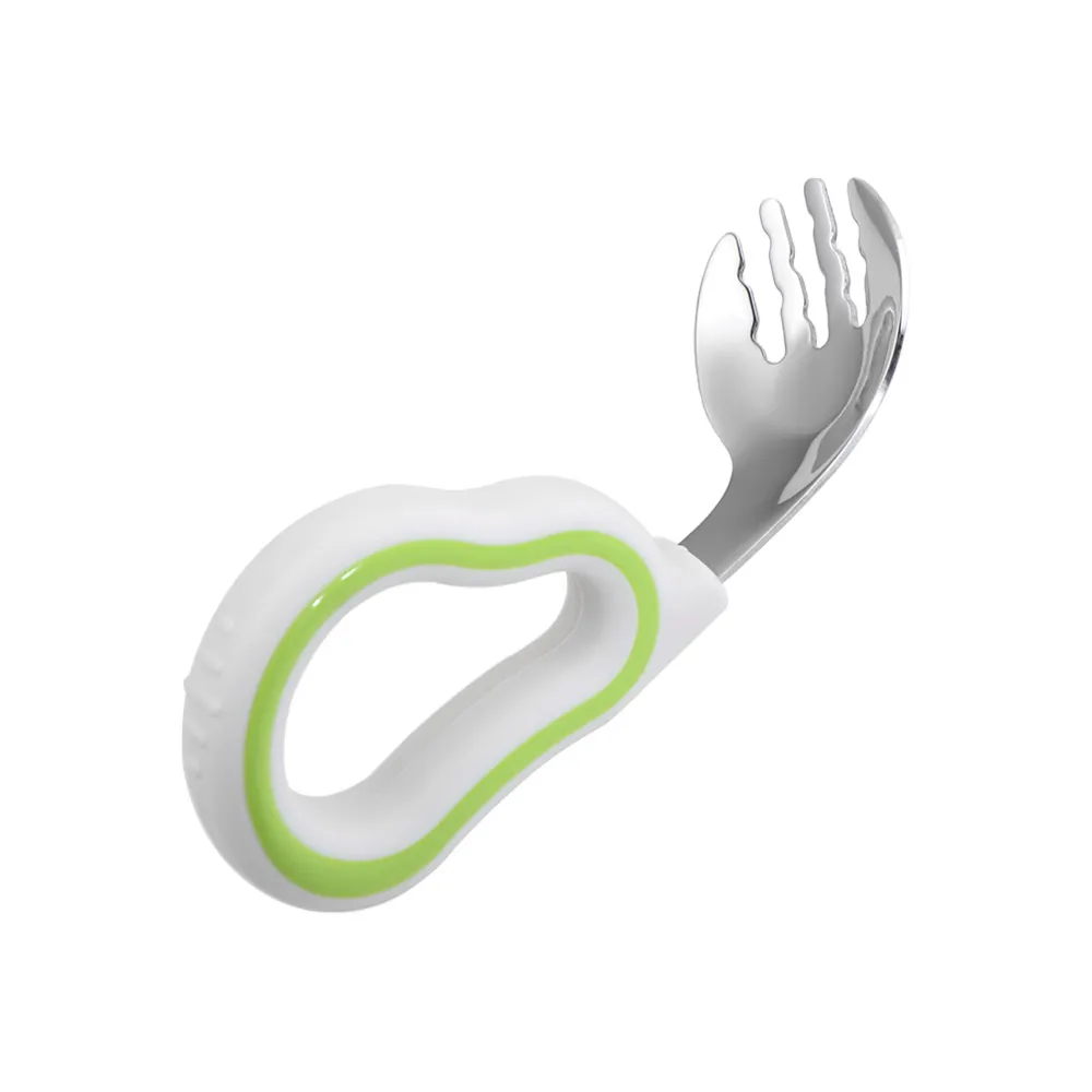 Silicone Baby Fork and Spoon Set 316 Stainless Steel Self Feeding Baby Cutlery Safe with Storage Box Child Tableware view 2