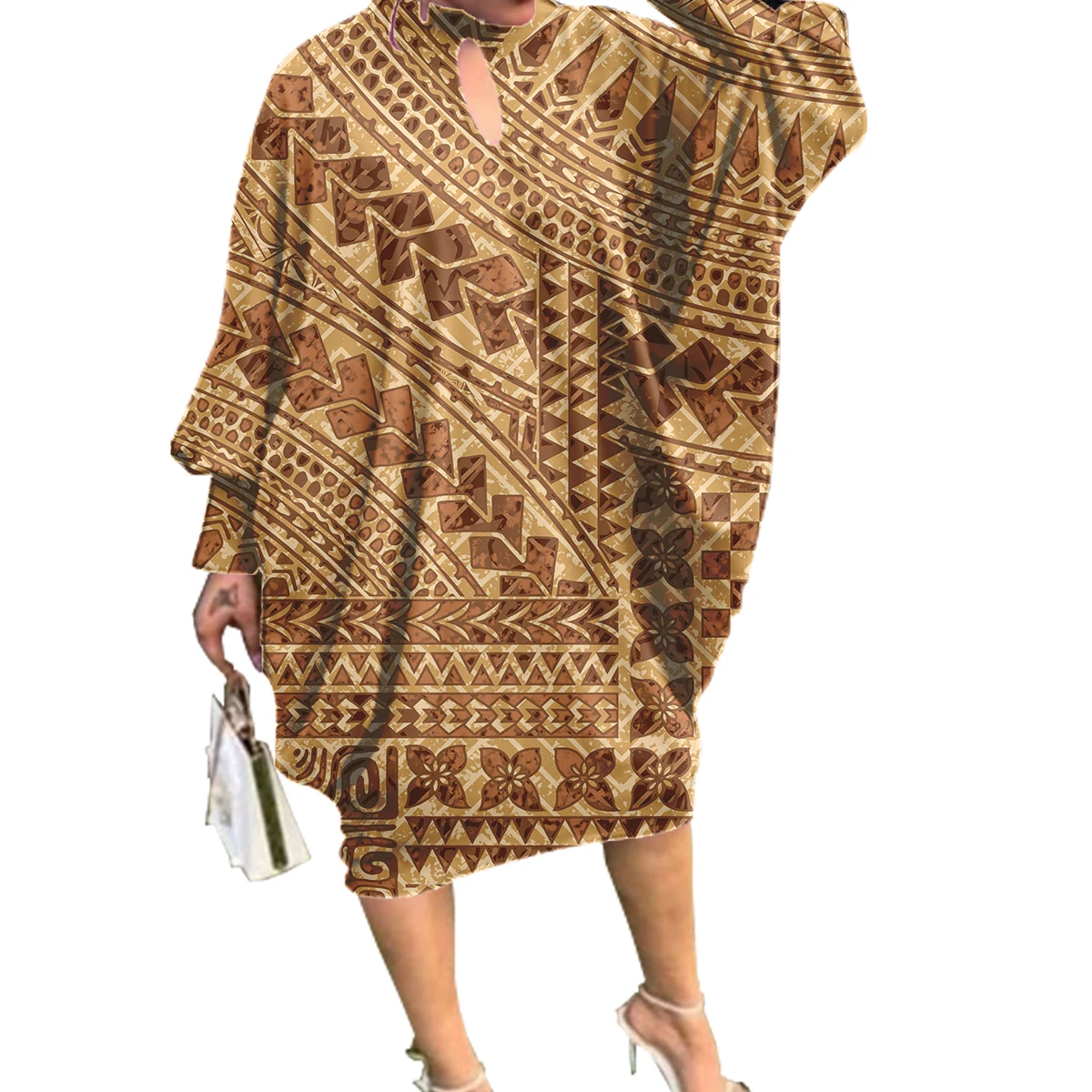 Dostosuj hawajska najnowsza sukienka w stylu wysp polinezyjska odzież plemienna Samoa Puletasi Tapa drukuj sukienka Kaftan dla kobiet