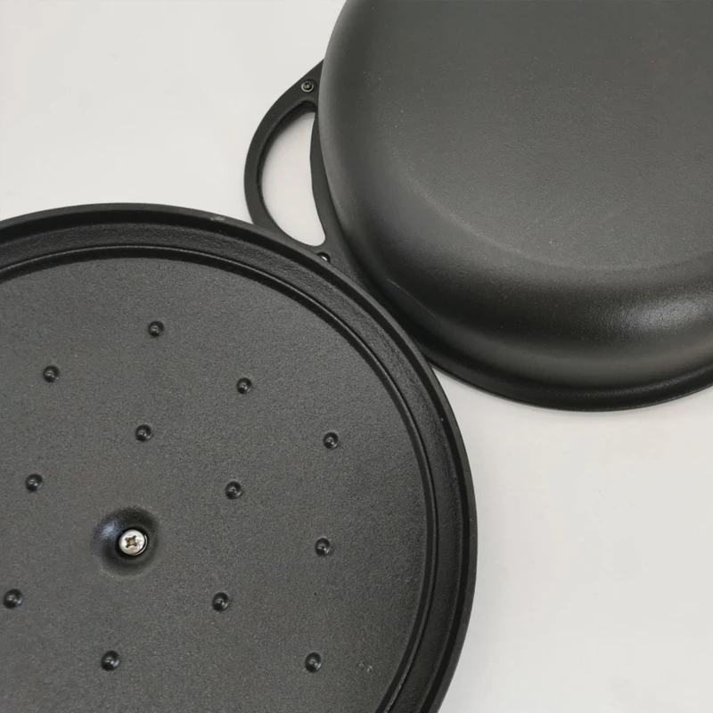 Multi-function Black Enameled Casserole with Cover, Cast Iron, Dutch Oven Stew Pot, 31cm