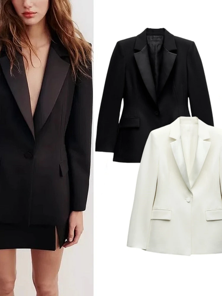 

Ele One-Button Suit Jaet Women's New Sle High Quali Dr Sle Patchwork Suit Commute Sle Slim Fit Long Sve