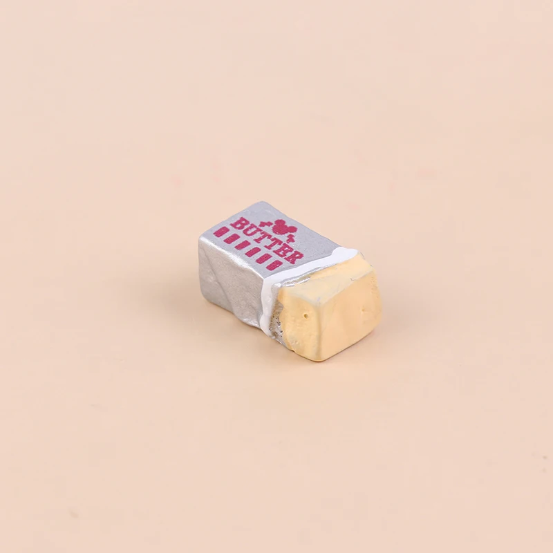 Conjunto de 6 Peças de Comida de Simulação, Miniatura de Manteiga, Brinquedo de Cozinha para Brincar, Conjunto de Pão DIY, Utensílios de Mesa para Casa de Bonecas