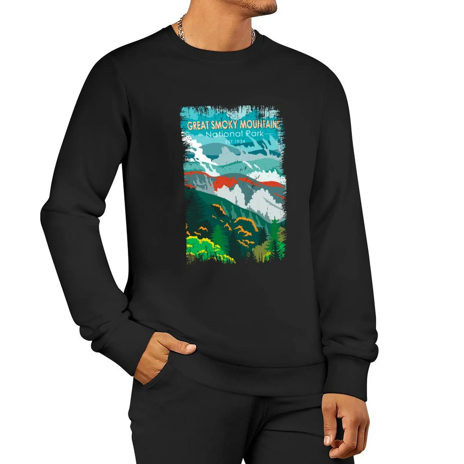 

Great Smoky Mountains National Park Vintage Pullover Hoodie men's coat men's sweat-shirt autumn hooded sweatshirts