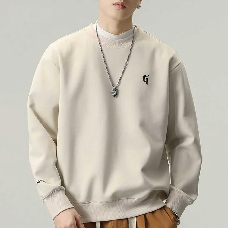 

Spring and Autumn Men's 2024 New Splicing Pullovers O-Neck Letter Fashion Solid Color Loose Casual Long Sleeve Sweatshirts