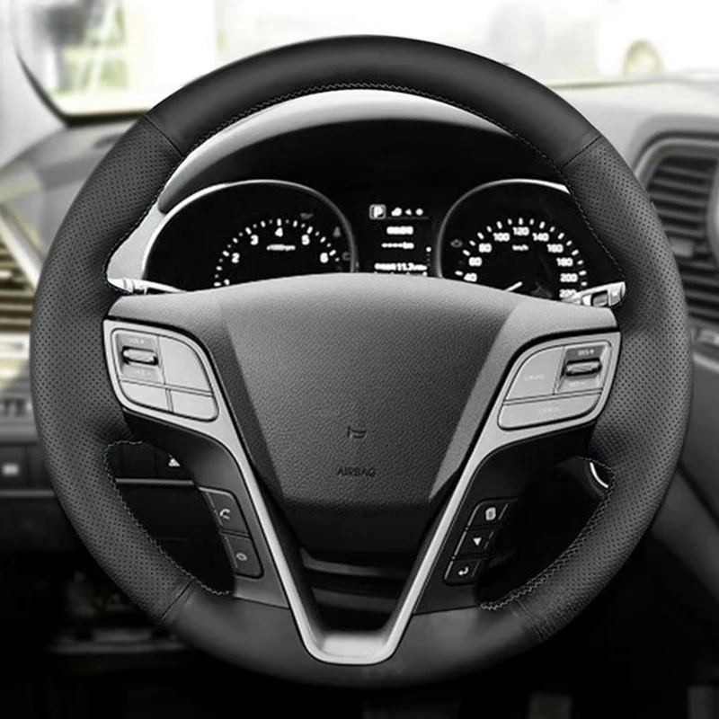 

Car Steering Wheel Cover For Hyundai Santa Fe 2013-2018 Grand ix45 2013-2016 Perforated Leather Car Braiding Covers