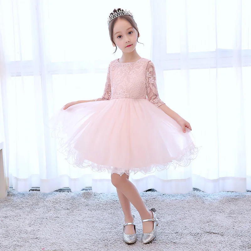 

New Spring Outfit for Girls, Medium and Large Children's Dress, Mid-Sleeve Sweet Princess Dress, Stylish Girl's Mesh Dress