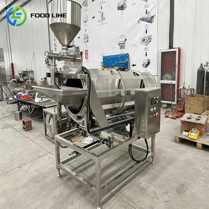 Snack Flavoring Machine Commercial Food Seasoning Drum Chips Nuts Popcorn Beans Coating Mixer Customized