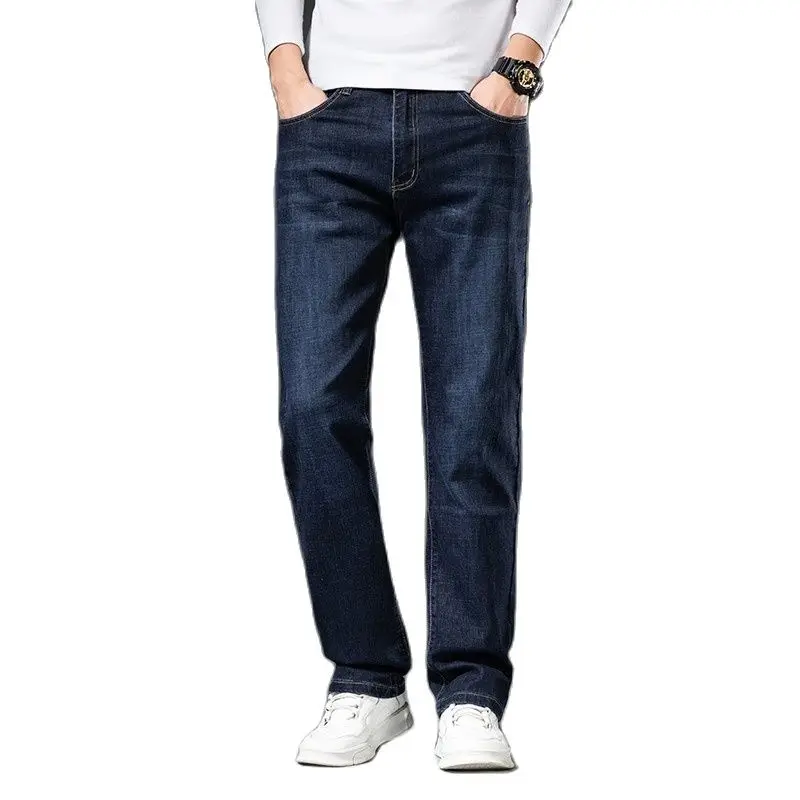 2025 Classic Style Men Thick Business Jeans Autumn and Winter New Fashion Straight Elasticity Denim Pants Male Brand