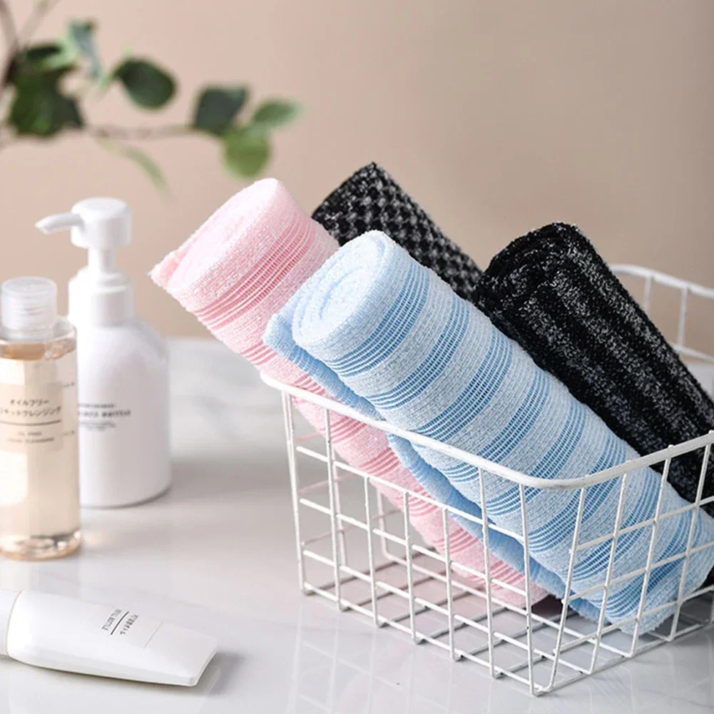 Ultra-ยาว Exfoliating ผ้าขนหนูถู Washcloth ผ้าเช็ดตัวไนลอน Back Scrubber สําหรับอาบน้ํา Body Bath สุทธิผิวอุปกรณ์ล้าง