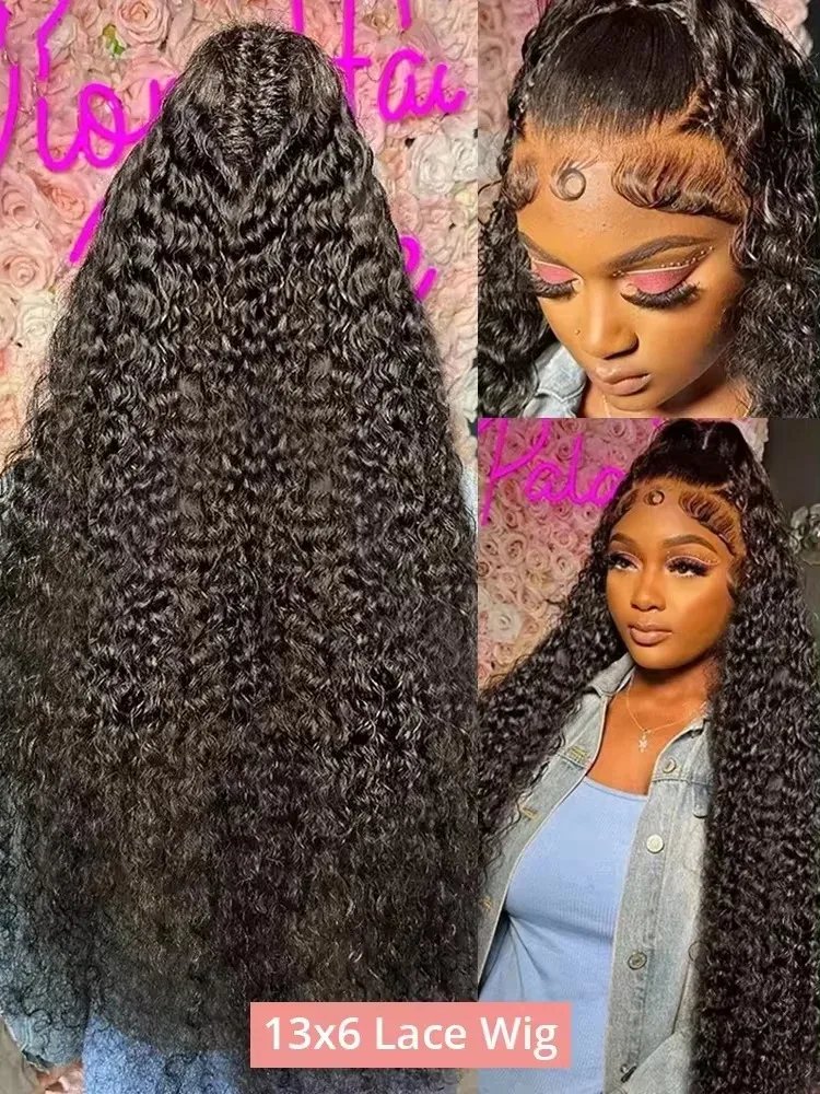 30 40 pulgadas de onda profunda 13x4 13x6 peluca de cabello humano con encaje Frontal 200% Remy Curl peluca Frontal de encaje completo cabello humano para mujeres negras