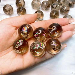 Natural Smoky Quartz Ranbow Color Sphere Crystal Stone Mini Polished Ball Crystal Reiki Healing Room Ornament Home Decor Gift