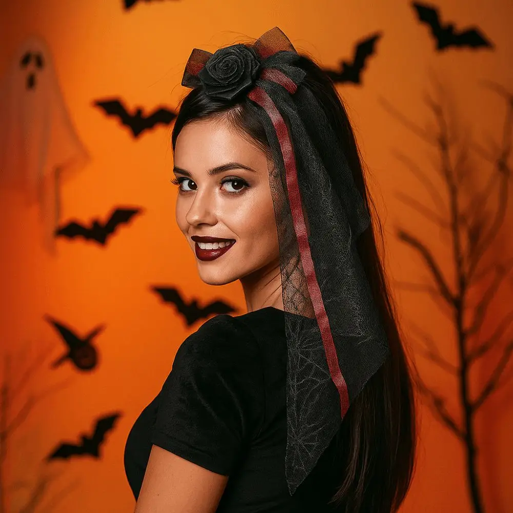 

Портативная дышащая заколка для волос на Хэллоуин, модные элегантные аксессуары для волос, удобные черные повязки на голову, шары