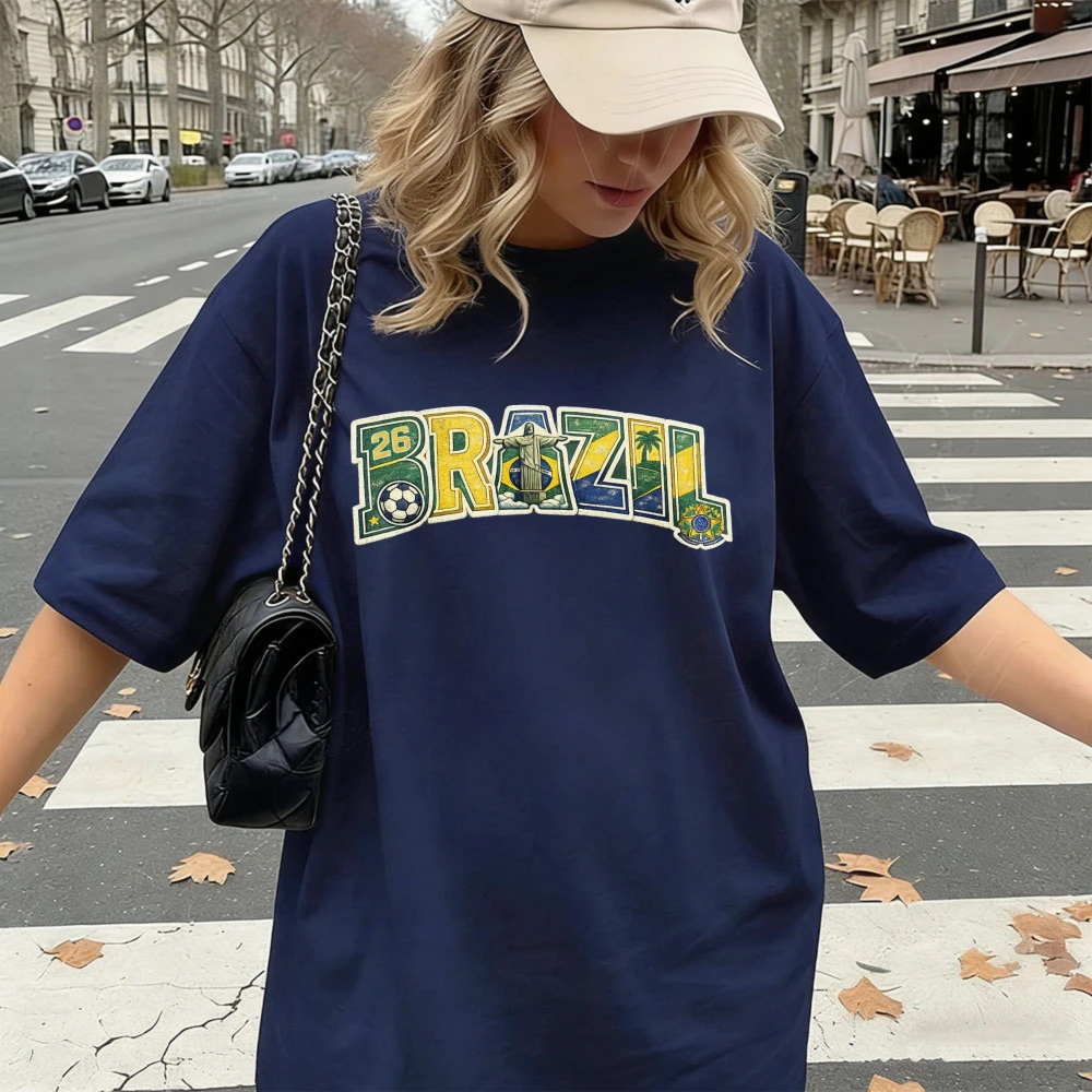 Street Fashion Brazil - Brazil 2026 Soccer Tee Retro Football