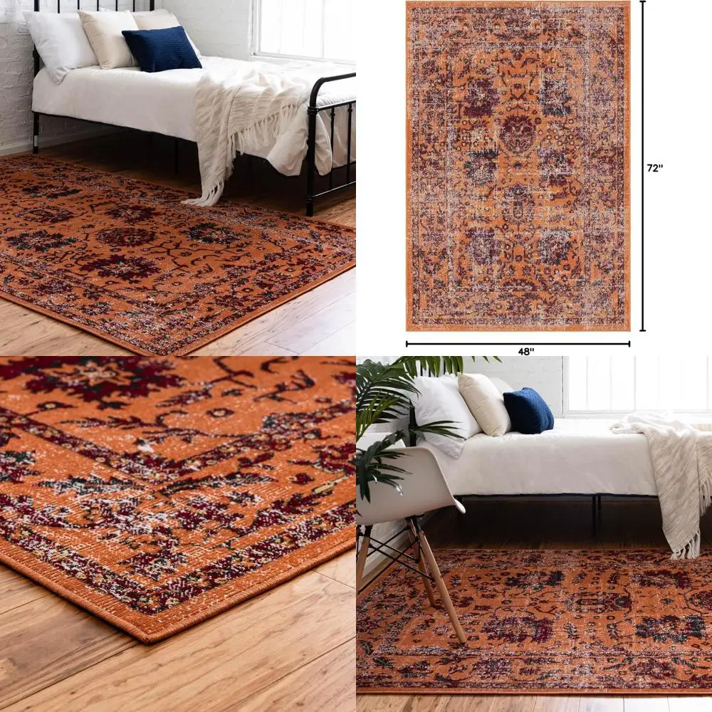

Orange 4' x 6' Low-Pile Area Rug - Ideal for Entryways, Kitchens, and Breakfast Nooks
