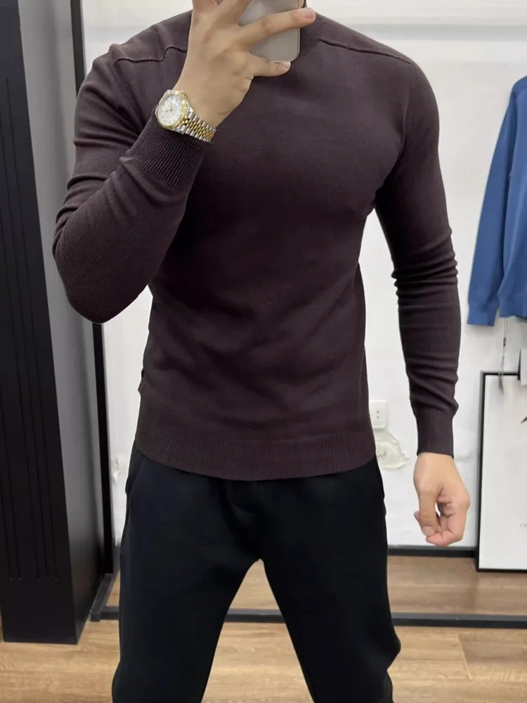 Maglione classico da uomo autunno inverno con collo a lupetto slim fit top manica lunga uomo d'affari casual lavoro pullover lavorato a maglia maglioni colori