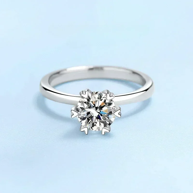 Elegant Design 1 Carat Moissanite Six-pronged Heart Setting Luxury Rings, Jewelry 18K White Gold Ring Best Anniversary To Women