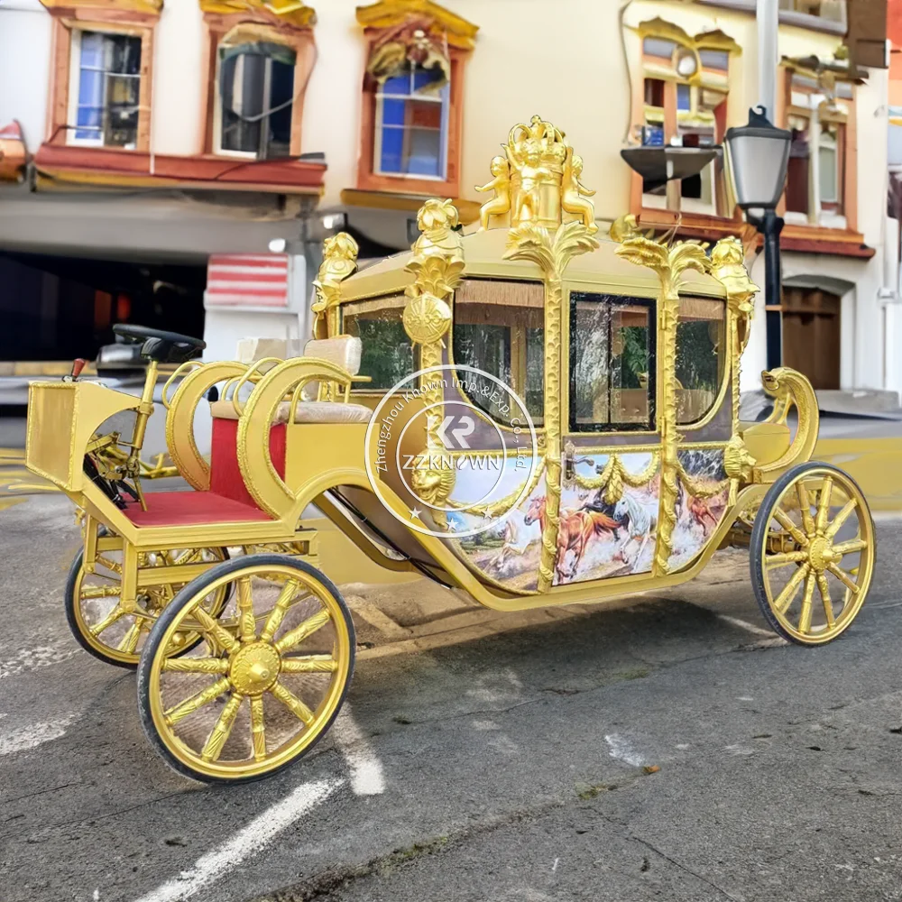 

Hot Sale Luxury Electric Royal Wedding Carriage with 4 Wheels New Style Luxurious Horse Wagon