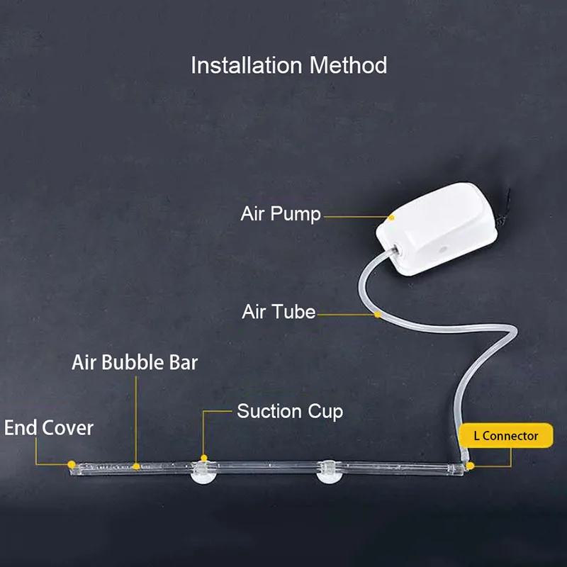 Barra de burbujas de piedra de aire empalmable para acuario, tubo de cortina de pared, manguera, bomba de tanque de peces, tubo difusor de oxígeno