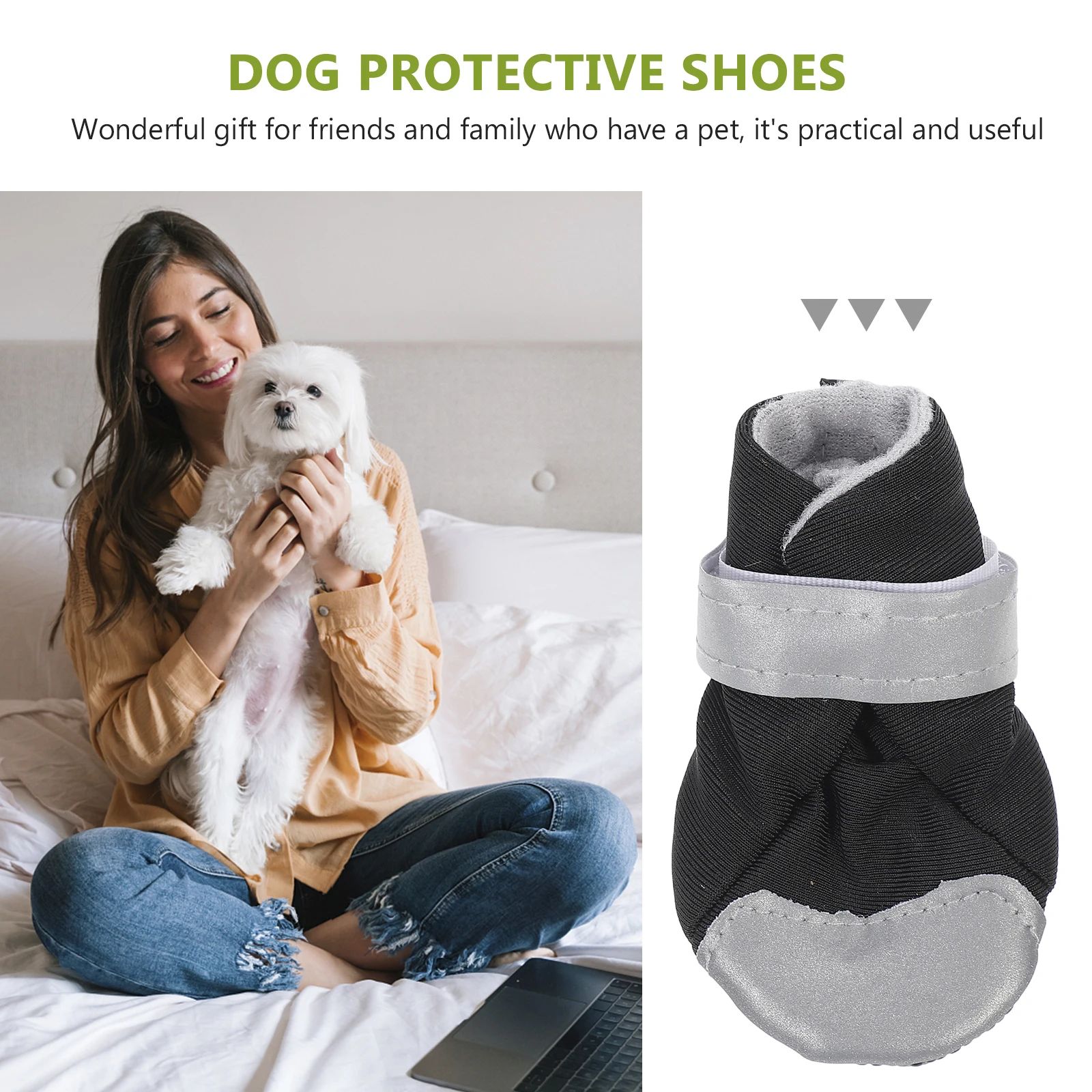 

4pcs Dog Shoes Pet Breathable Anti skid Outdoor Footwear Small Size Reflective Design Soft Bottom