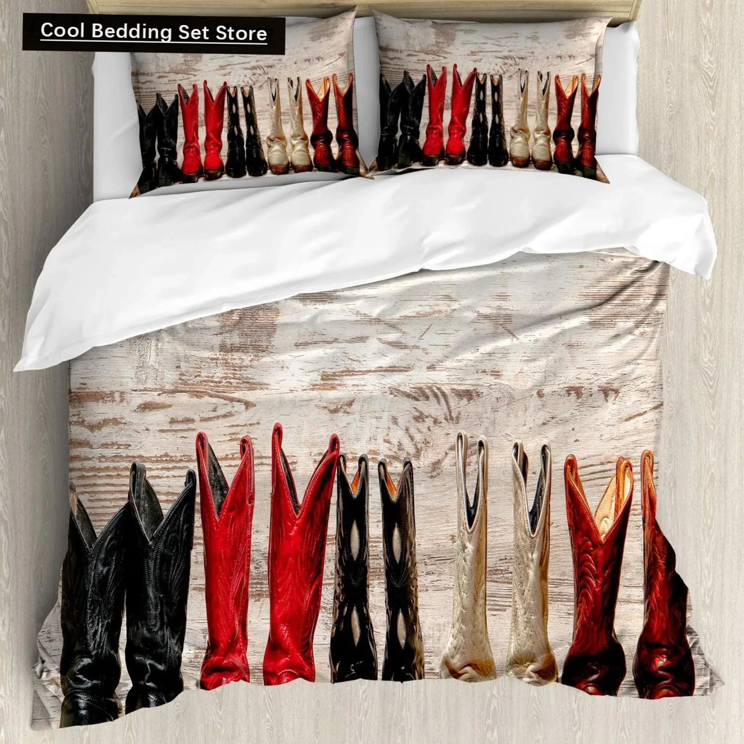 Western Duvet Cover Set American Cowgirl Leather Boots Rustic Wild West Theme Cultural Double Queen King Polyester Qulit Cover