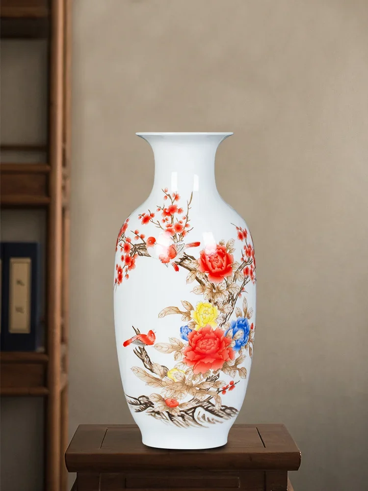Jingdezhen Ceramic Vase Home Retro Ornaments Flower Arrangement Dried Flower Living Room TV Cabinet Crafts