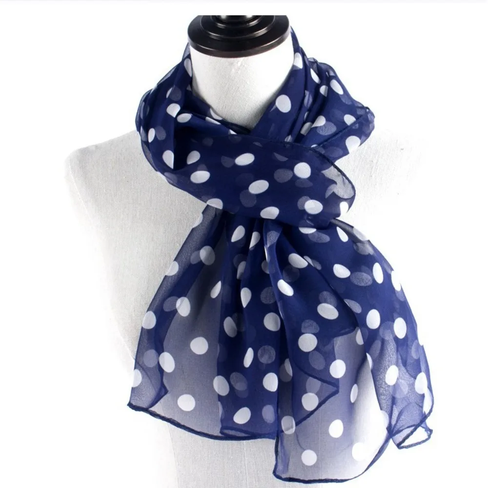 Conditioner Shawl Soft Chiffon Scarf Head Wraps Neckerchief Hijab Scarf Ladies Women's Scarves Silk Scarf Shawl Polka Dot Scarf