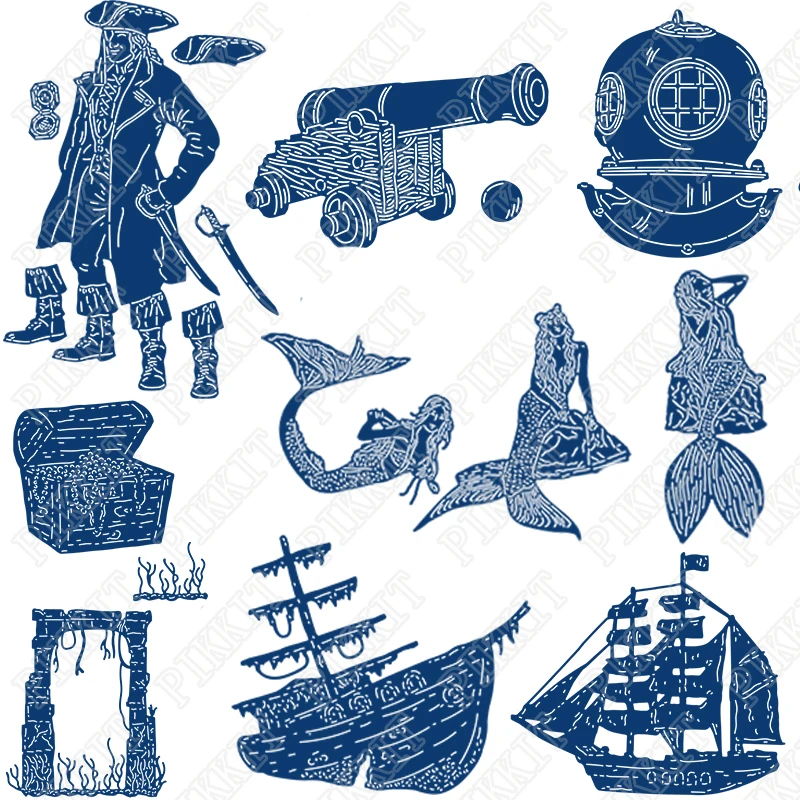 Shipwrecked Pirate Pete 2026 Neue Metall-Stanzformen für Bastelarbeiten, Prägung, Herstellung von Papier, Grußkarten, Vorlage, DIY, handgefertigt