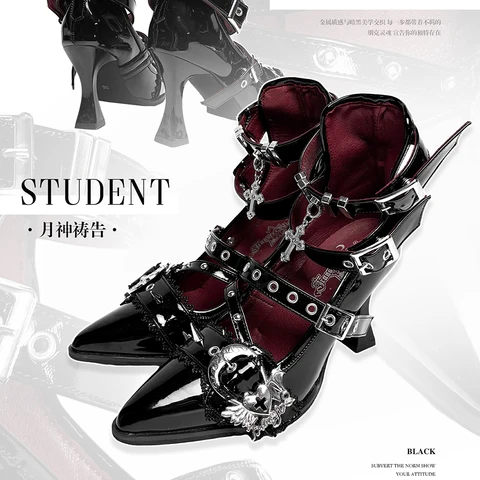 Студенческая трансферная модная женская обувь на высоком каблуке с острым носком в оригинальном готическом стиле, элегантная и модная женская обувь