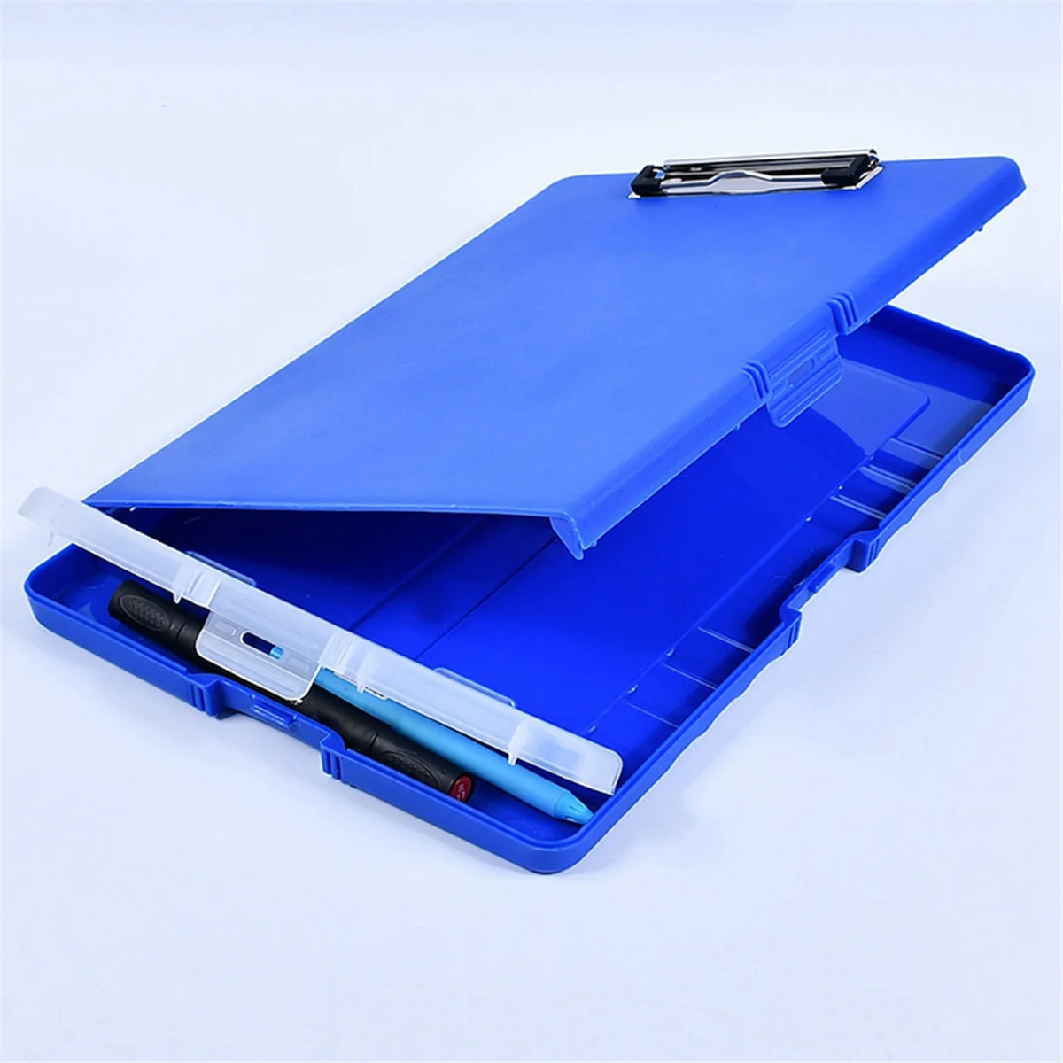 Clip Board Organizer Clipboards with Storage Nursing Clipboard Foldable File Folder Plastic Clipboard (Blue)