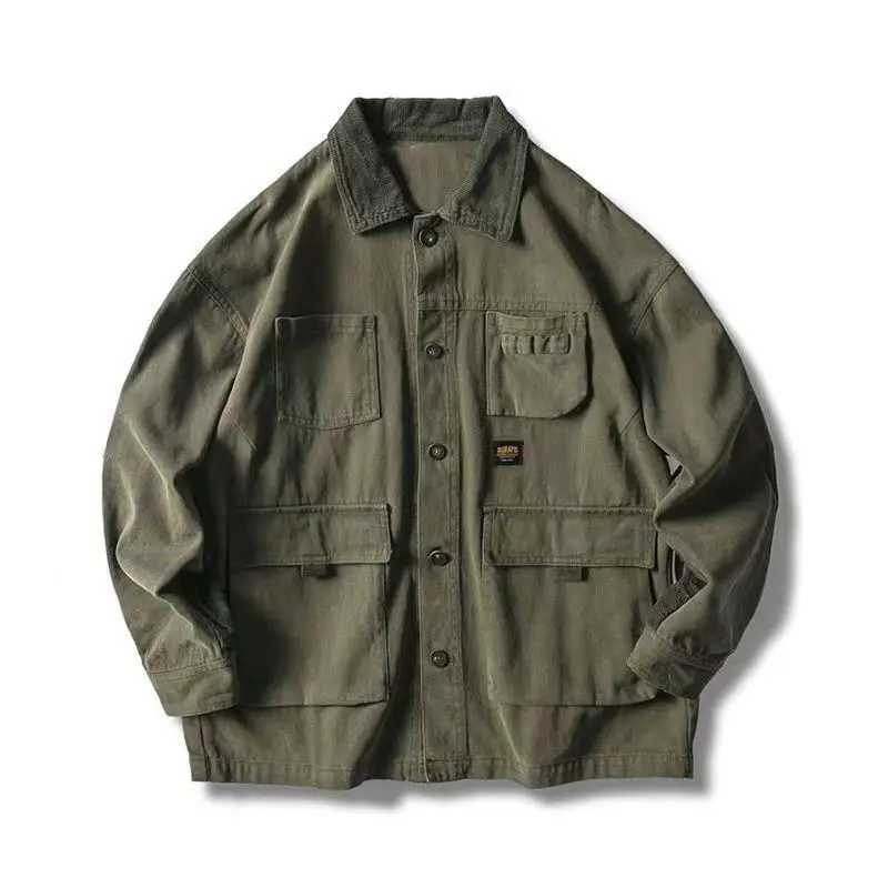 

Мужская и женская японская рабочая одежда в стиле ретро, весенне-осенняя куртка с лацканами и длинными рукавами, несколькими карманами, свободное повседневное однобортное пальто