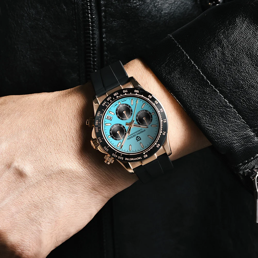 PAGANI DESIGN Mens Stop Watch Chronograph Luxury Quartz Watches For Man Japan VK63 Wristwatches Stainless Steel Waterproof Clock