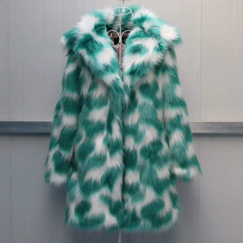 

Women Fall and Winter New Fur Coat Faux Fox Fur Coat Slim Skinny Long Windbreaker European and American Large Size Keep Warm