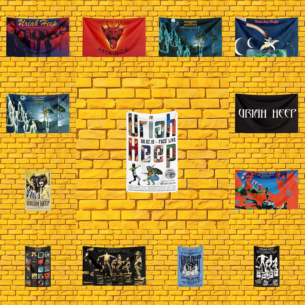 Uriah Heep Style Rock Flag 3x5 FT 90x150cm Polyester Wall Hanging For Concert Decor Music Lover