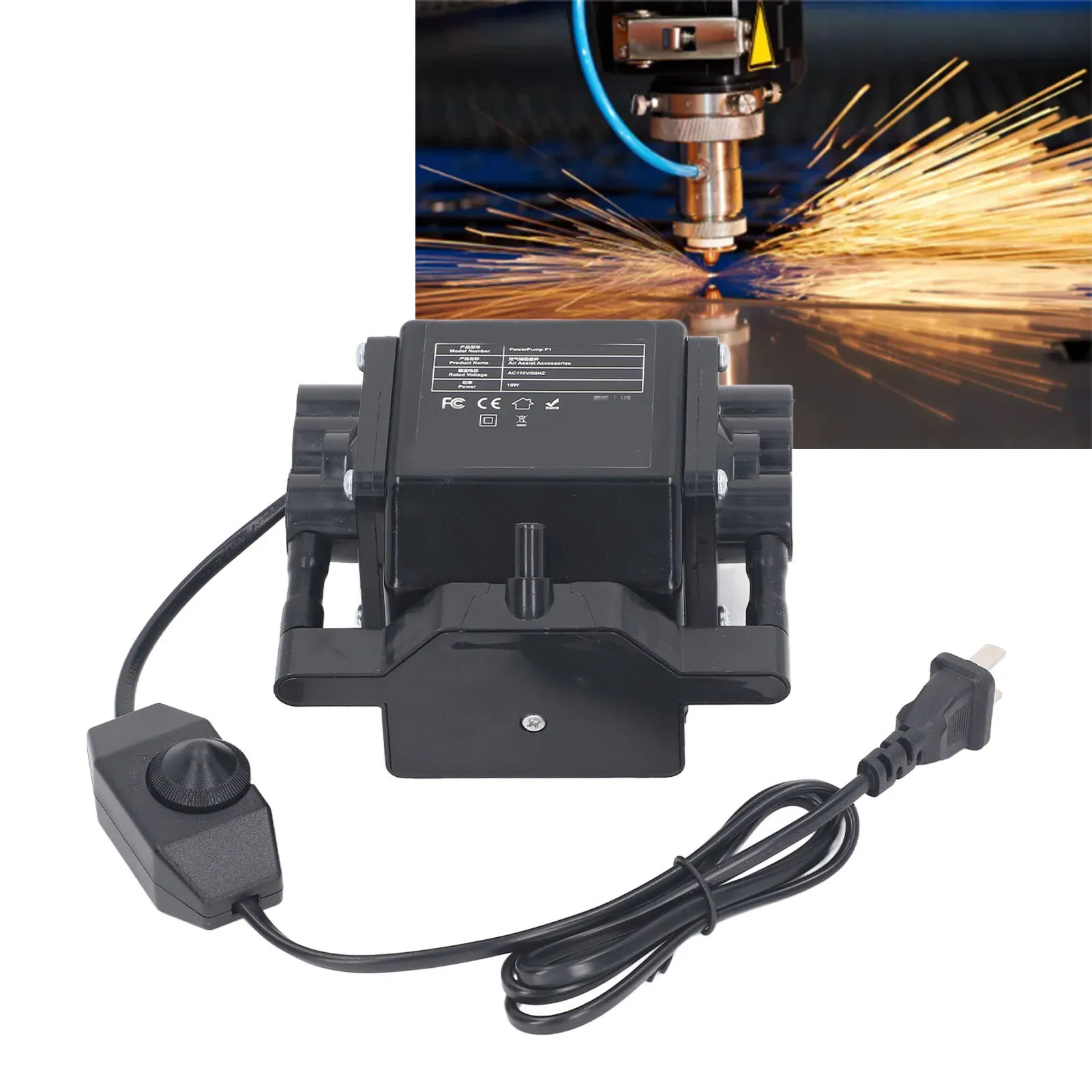 Pompa di assistenza pneumatica Flusso d'aria regolabile Kit di assistenza pneumatica a basso rumore per macchina da taglio per incisione laser Macchina per incisione Air Assist