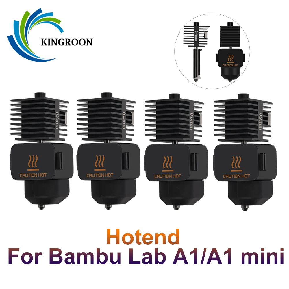 

Hotend комплект для Bambu Lab A1 Маленький Наконечник Горячий Конец в сборе 0,2/0,4/0,6/0,8 мм сопло из закаленной стали для 3D принтера Bambulab A1