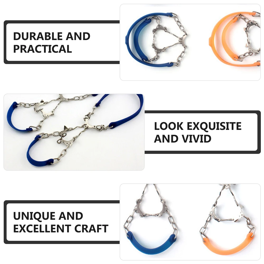 

2 шт., кошки для альпинизма, тяговые бутсы для льда, цепочки для обуви на открытом воздухе, кошки с 6 зубьями, противоскользящая цепочка для обуви с шипами