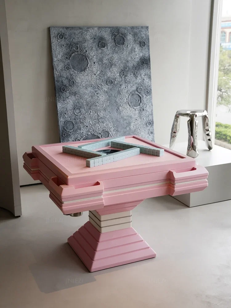 Fully automatic electric mahjong machine. Senior designer's light luxury home pink silent mahjong table