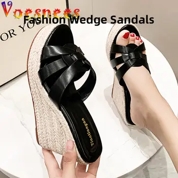 10公分休閒夏季涼鞋麻繩厚底拖鞋設計師坡跟高跟鞋新款編織戶外女鞋穆勒鞋 10 最佳銷售 設計師坡跟鞋 - №10